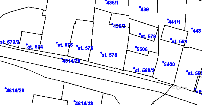 Parcela st. 578 v KÚ Domažlice, Katastrální mapa