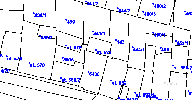 Parcela st. 581 v KÚ Domažlice, Katastrální mapa