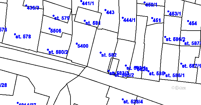 Parcela st. 582 v KÚ Domažlice, Katastrální mapa