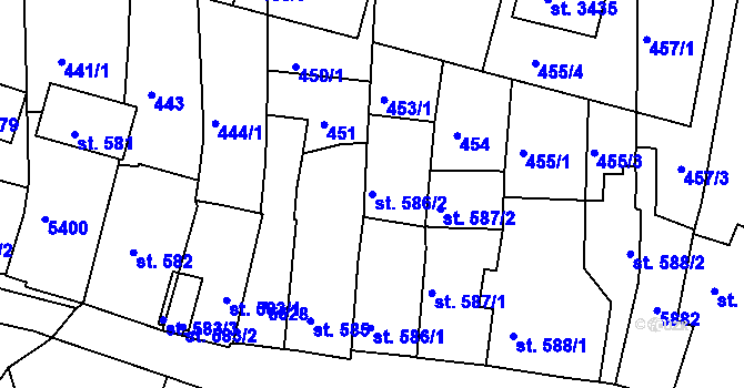 Parcela st. 586/2 v KÚ Domažlice, Katastrální mapa