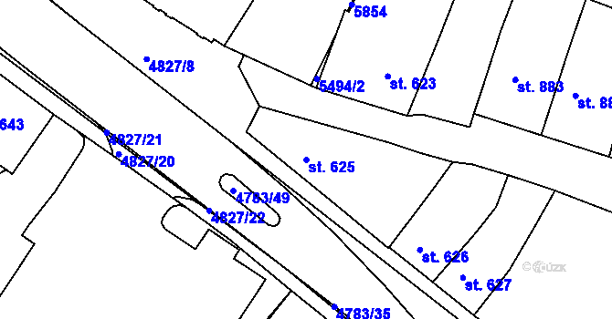Parcela st. 625 v KÚ Domažlice, Katastrální mapa