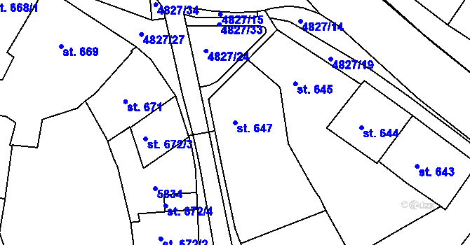 Parcela st. 647 v KÚ Domažlice, Katastrální mapa