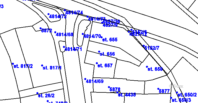 Parcela st. 656 v KÚ Domažlice, Katastrální mapa