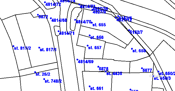 Parcela st. 657 v KÚ Domažlice, Katastrální mapa