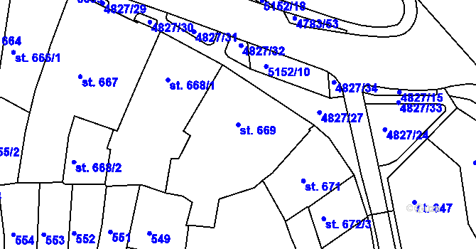 Parcela st. 669 v KÚ Domažlice, Katastrální mapa