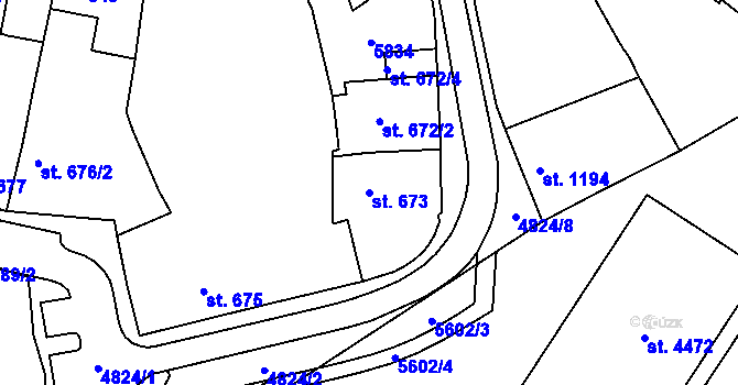 Parcela st. 673 v KÚ Domažlice, Katastrální mapa