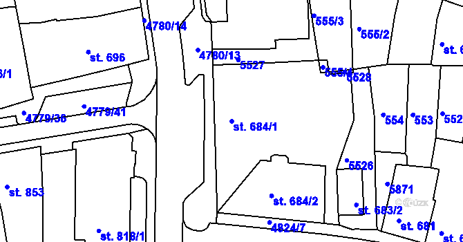 Parcela st. 684/1 v KÚ Domažlice, Katastrální mapa