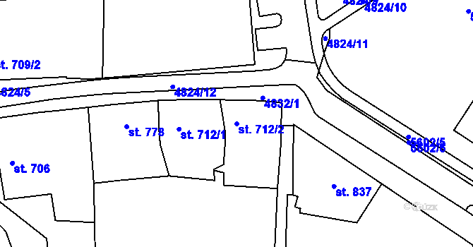 Parcela st. 712/2 v KÚ Domažlice, Katastrální mapa