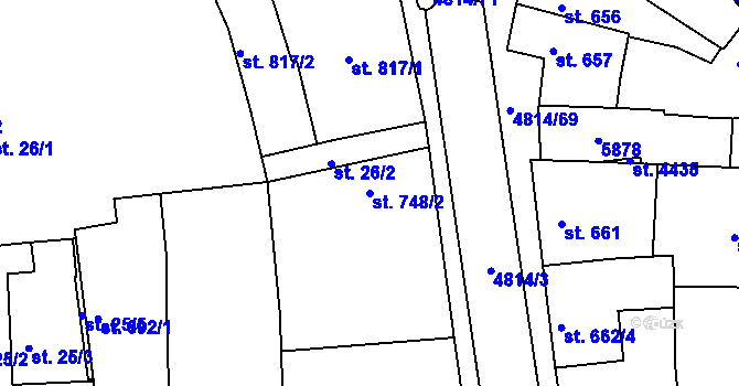Parcela st. 748/2 v KÚ Domažlice, Katastrální mapa