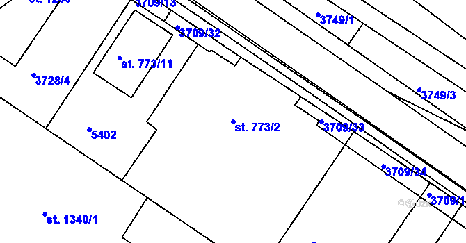 Parcela st. 773/2 v KÚ Domažlice, Katastrální mapa