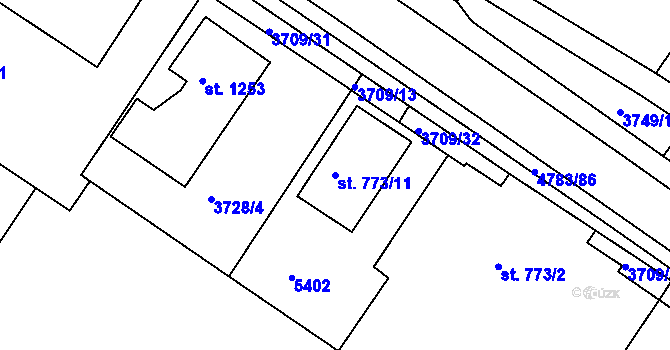 Parcela st. 773/11 v KÚ Domažlice, Katastrální mapa