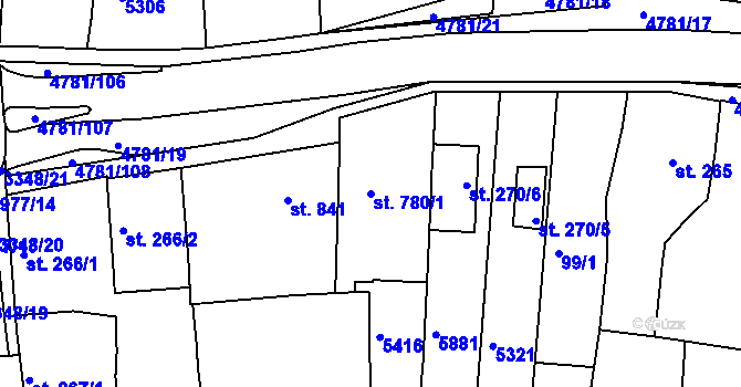 Parcela st. 780/1 v KÚ Domažlice, Katastrální mapa