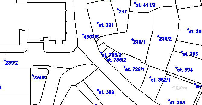 Parcela st. 785/3 v KÚ Domažlice, Katastrální mapa