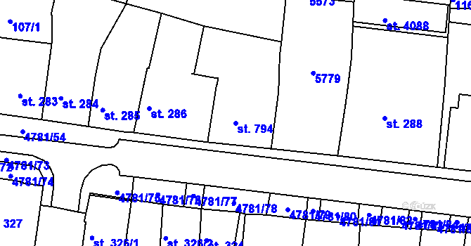Parcela st. 794 v KÚ Domažlice, Katastrální mapa