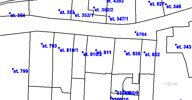 Parcela st. 811 v KÚ Domažlice, Katastrální mapa