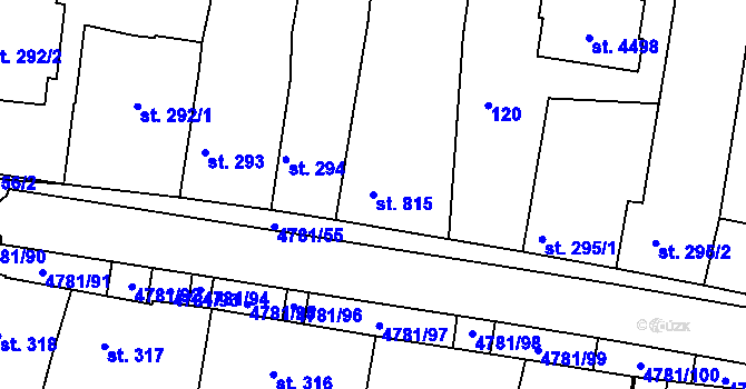 Parcela st. 815 v KÚ Domažlice, Katastrální mapa
