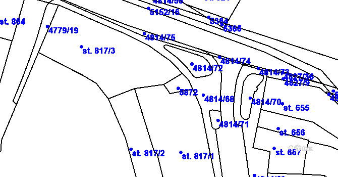 Parcela st. 817/4 v KÚ Domažlice, Katastrální mapa
