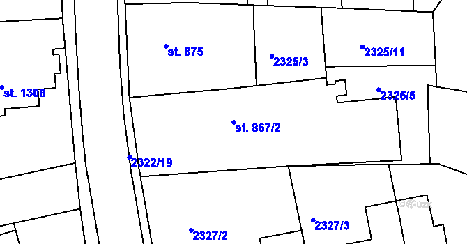 Parcela st. 867/2 v KÚ Domažlice, Katastrální mapa