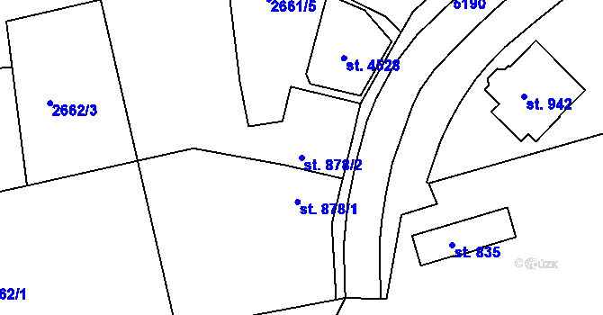 Parcela st. 878/2 v KÚ Domažlice, Katastrální mapa