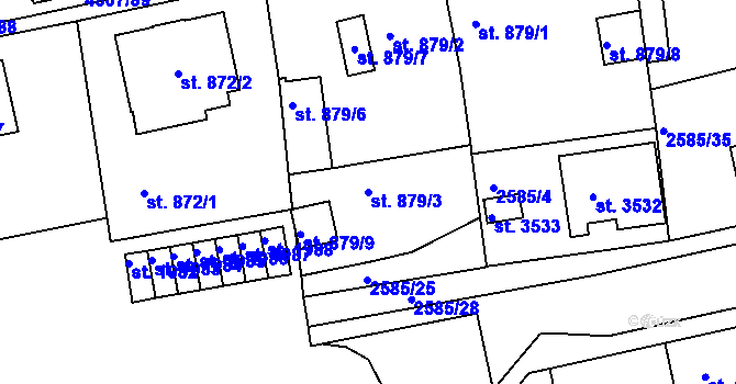 Parcela st. 879/3 v KÚ Domažlice, Katastrální mapa