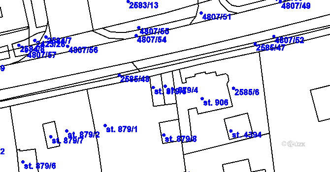 Parcela st. 879/4 v KÚ Domažlice, Katastrální mapa