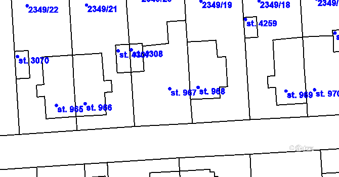 Parcela st. 967 v KÚ Domažlice, Katastrální mapa