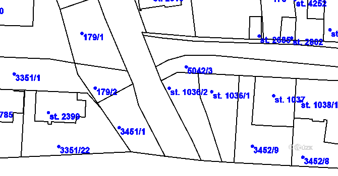 Parcela st. 1036/2 v KÚ Domažlice, Katastrální mapa