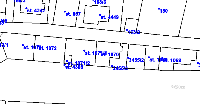 Parcela st. 1070 v KÚ Domažlice, Katastrální mapa