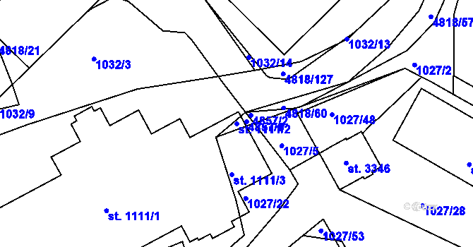 Parcela st. 1111/2 v KÚ Domažlice, Katastrální mapa