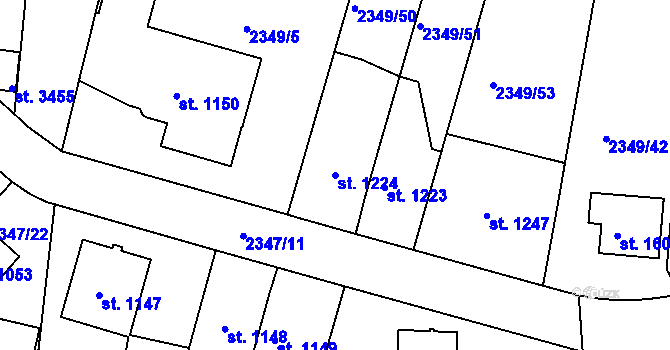 Parcela st. 1224 v KÚ Domažlice, Katastrální mapa