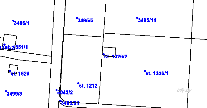 Parcela st. 1326/2 v KÚ Domažlice, Katastrální mapa