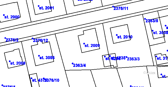 Parcela st. 2009 v KÚ Domažlice, Katastrální mapa