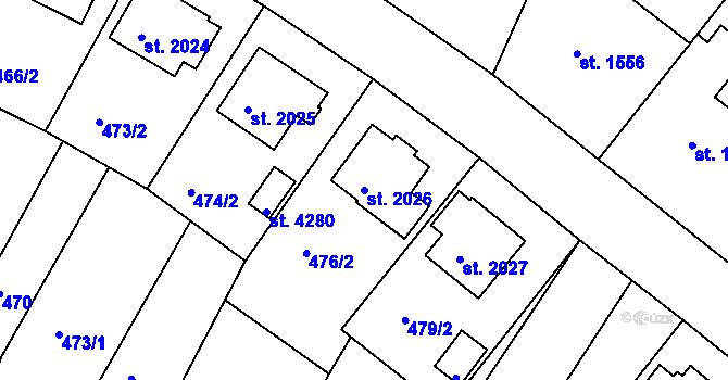 Parcela st. 2026 v KÚ Domažlice, Katastrální mapa