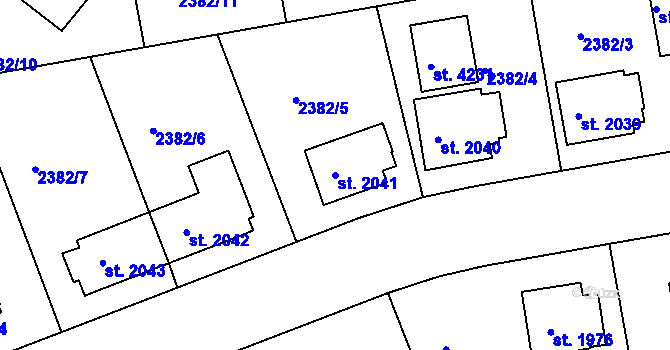 Parcela st. 2041 v KÚ Domažlice, Katastrální mapa