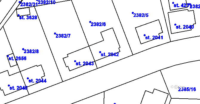 Parcela st. 2042 v KÚ Domažlice, Katastrální mapa