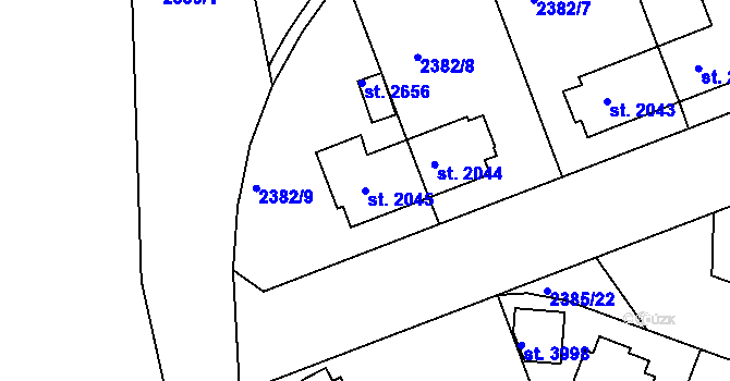 Parcela st. 2045 v KÚ Domažlice, Katastrální mapa