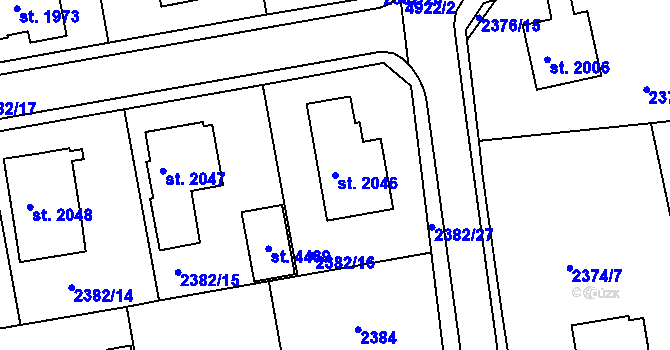 Parcela st. 2046 v KÚ Domažlice, Katastrální mapa