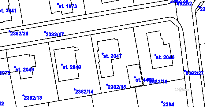 Parcela st. 2047 v KÚ Domažlice, Katastrální mapa