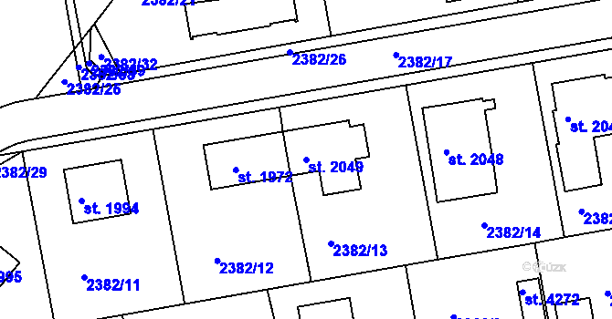 Parcela st. 2049 v KÚ Domažlice, Katastrální mapa