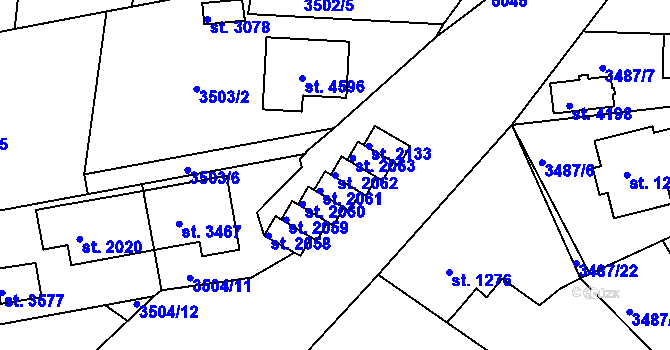 Parcela st. 2062 v KÚ Domažlice, Katastrální mapa