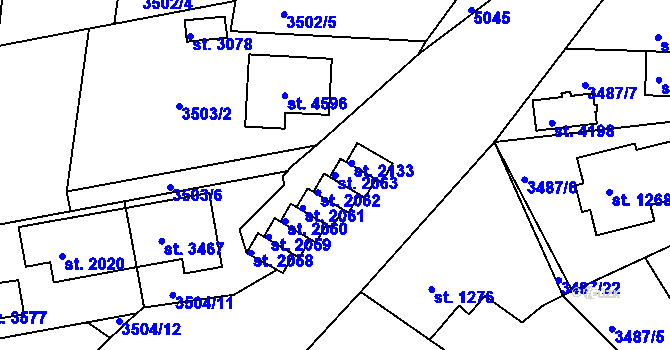 Parcela st. 2063 v KÚ Domažlice, Katastrální mapa