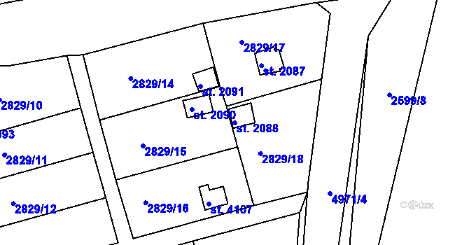 Parcela st. 2088 v KÚ Domažlice, Katastrální mapa