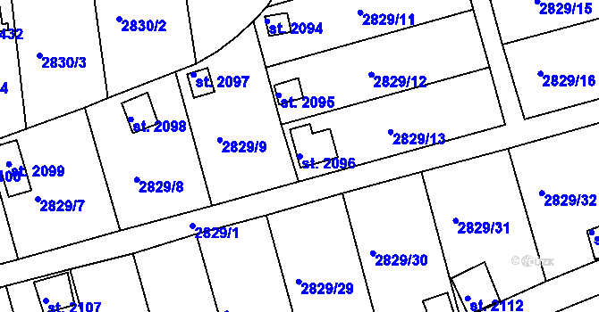 Parcela st. 2096 v KÚ Domažlice, Katastrální mapa