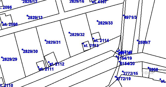 Parcela st. 2113 v KÚ Domažlice, Katastrální mapa