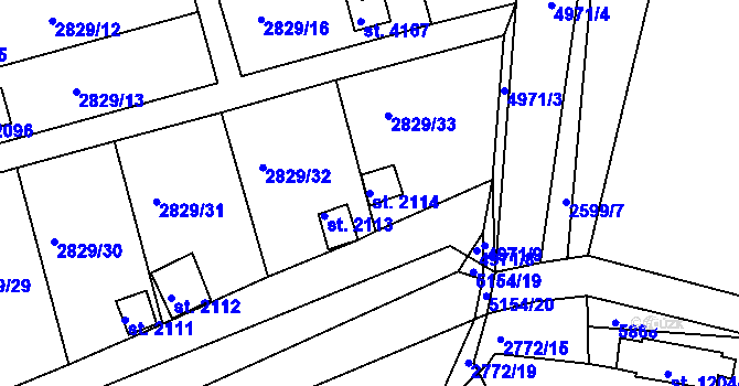 Parcela st. 2114 v KÚ Domažlice, Katastrální mapa