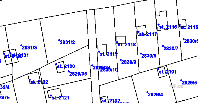 Parcela st. 2119 v KÚ Domažlice, Katastrální mapa