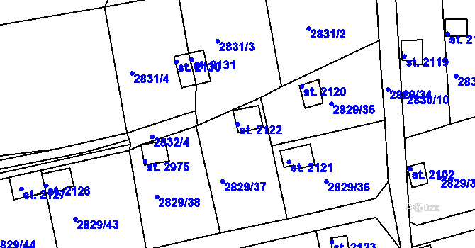 Parcela st. 2122 v KÚ Domažlice, Katastrální mapa