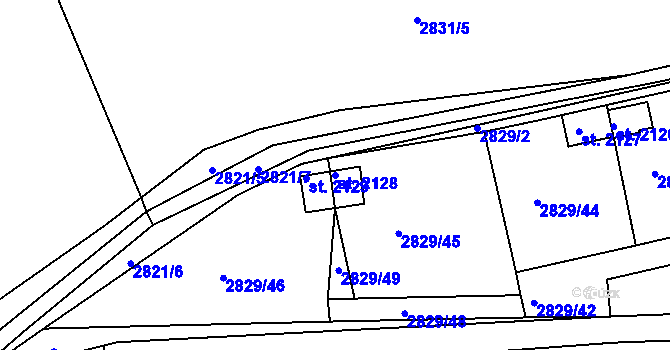 Parcela st. 2128 v KÚ Domažlice, Katastrální mapa