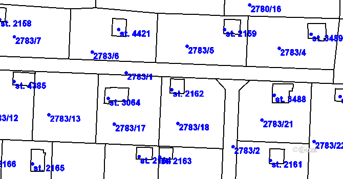 Parcela st. 2162 v KÚ Domažlice, Katastrální mapa