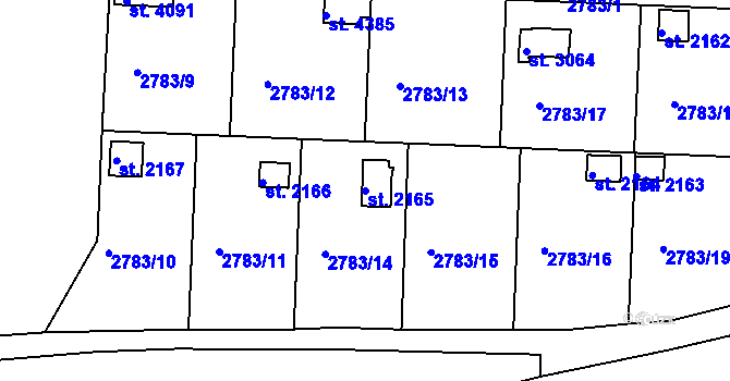 Parcela st. 2165 v KÚ Domažlice, Katastrální mapa